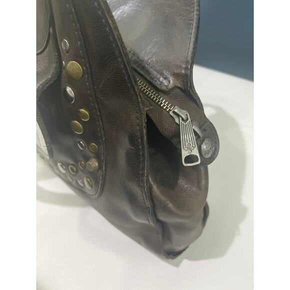 Patricia Nash Dark Brown Studded Ergo Satchel Italian Leather Top Handle Bag - Picture 11 of 11